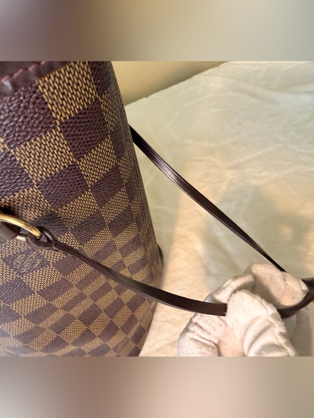 Louis Vuitton Damier Ebene Neverfull MM Tote with Red Interior - Picture 7 of 16